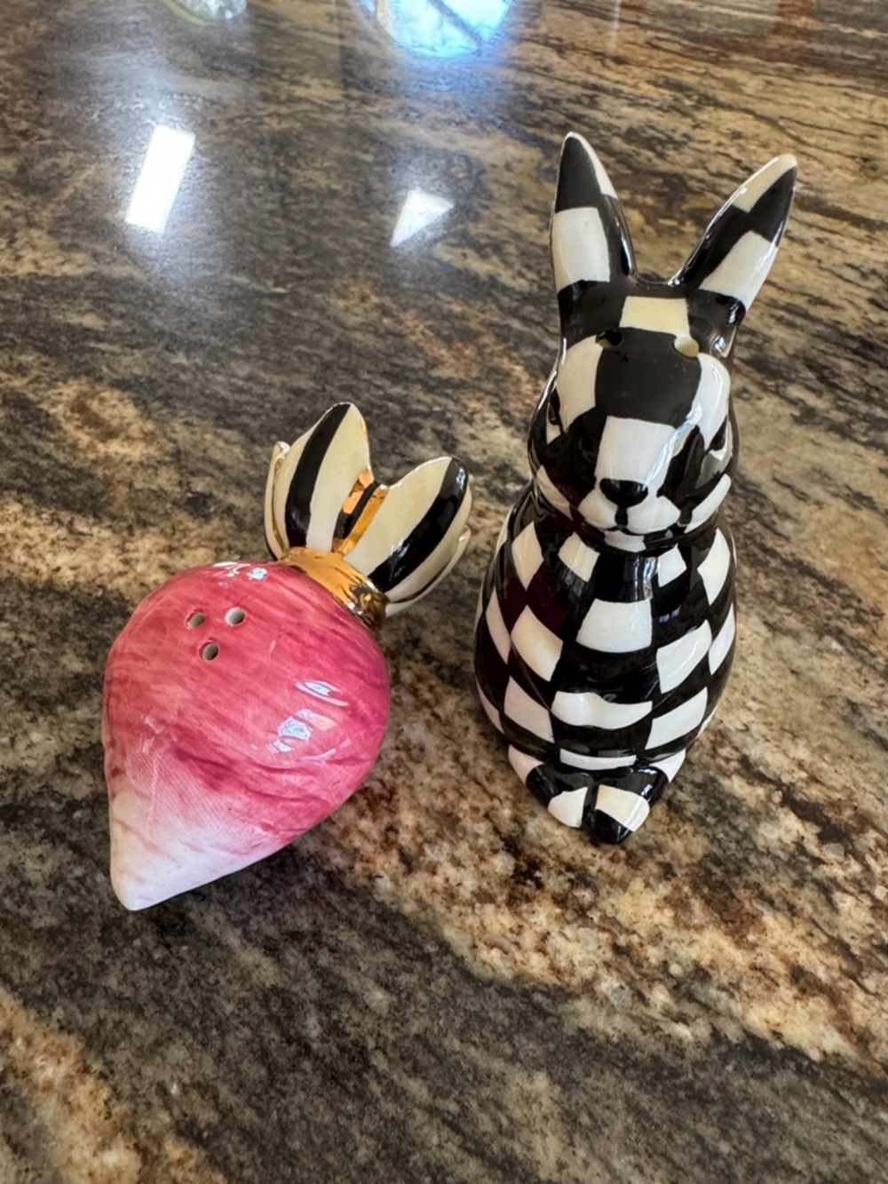 Mackenzie Childs Bunny with  Ceramic Bunny Salt Shaker